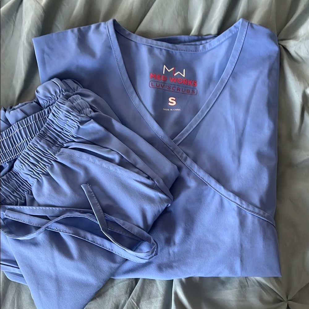 Med Couture Light Blue Scrub Top